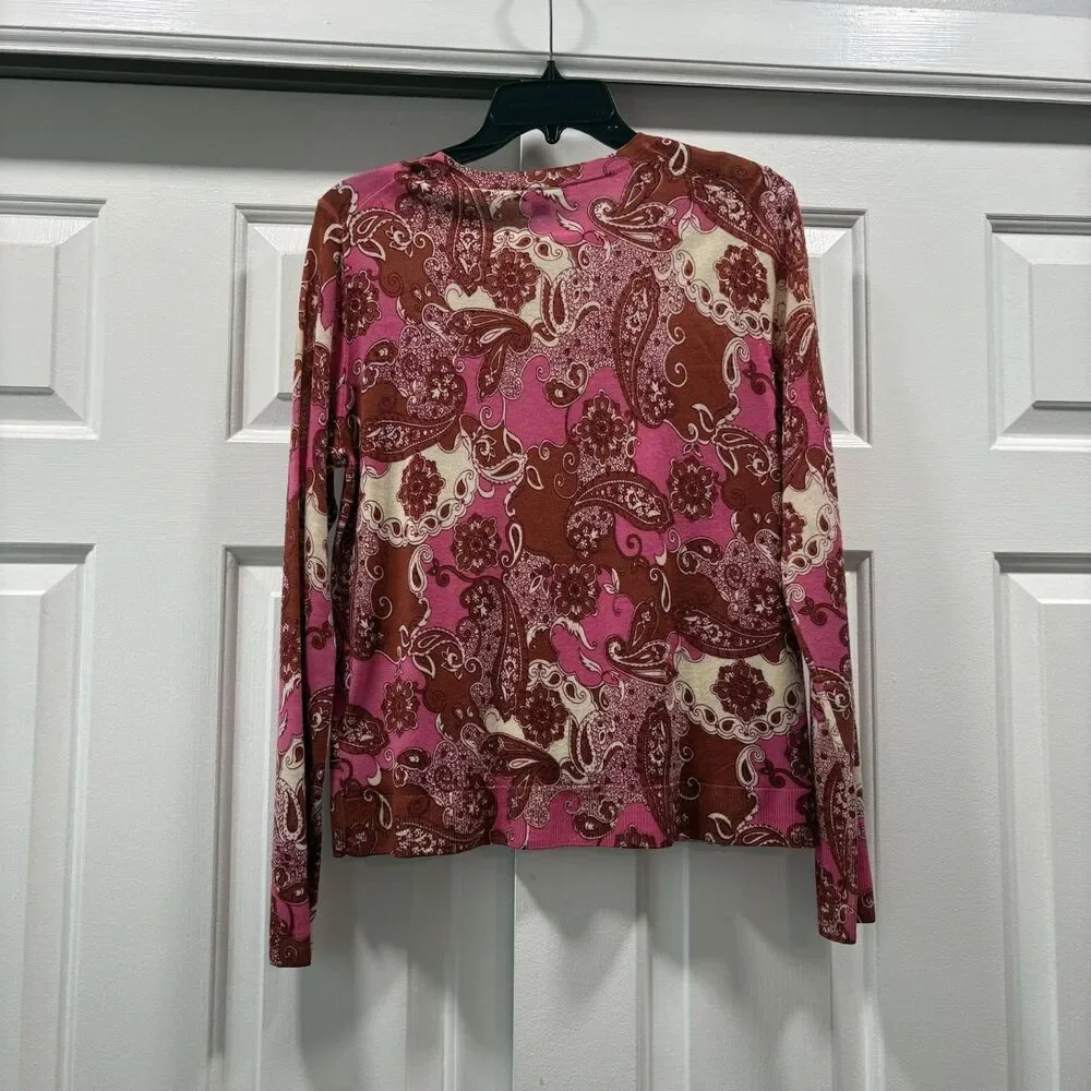 J. Crew Paisley 100% Merino Wool Margot Sweater Size M